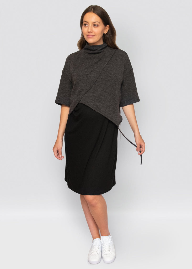 cropped jumper - charcoal - úton: maternity and postpartum essentials