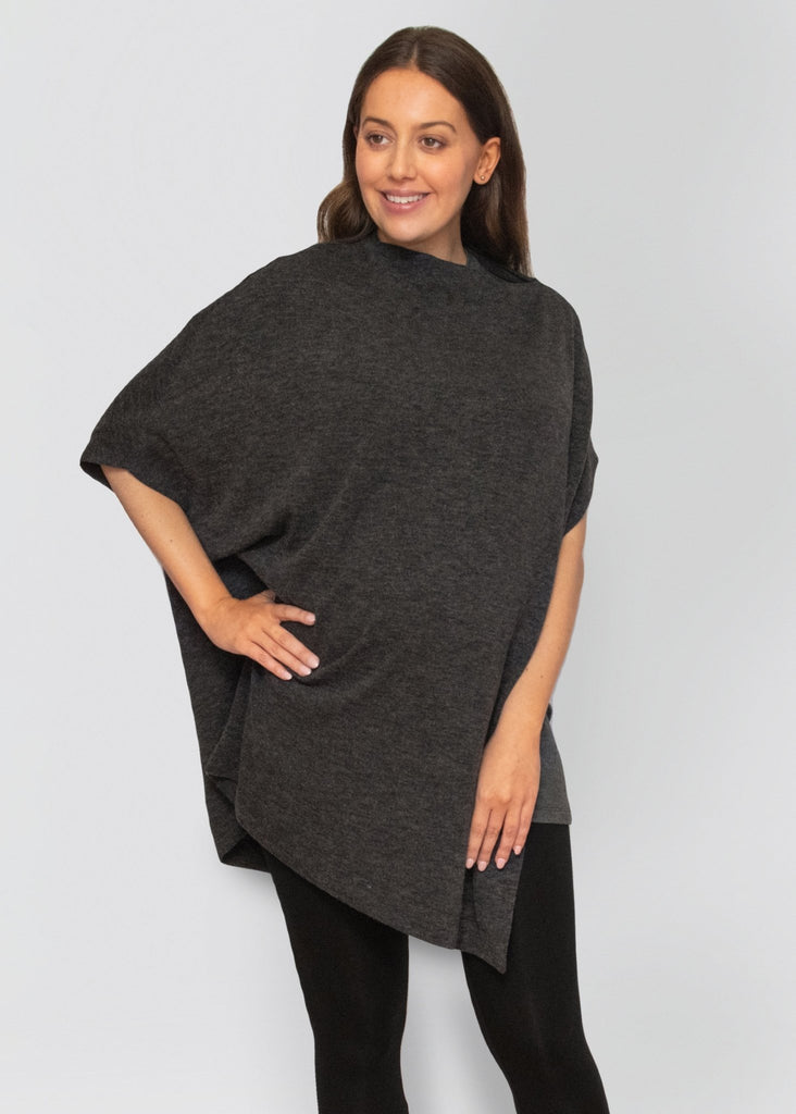 knit poncho - charcoal - úton: maternity and postpartum essentials