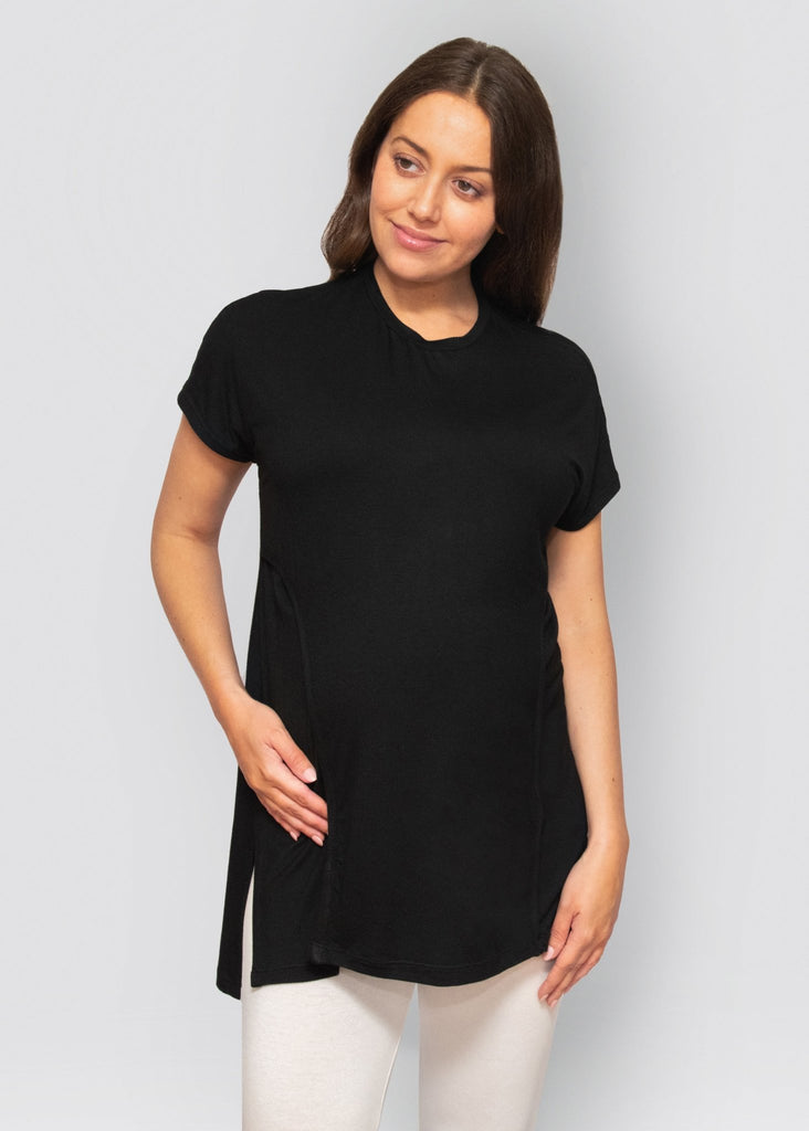 relaxed tee - black - úton: maternity and postpartum essentials