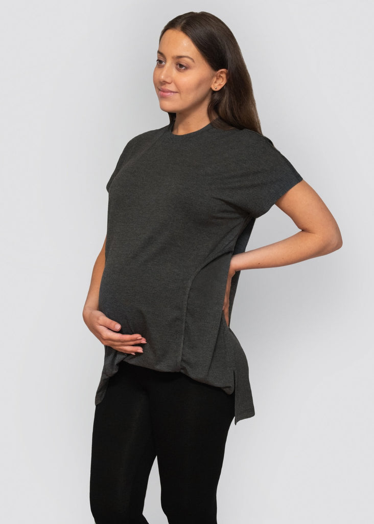 relaxed tee - charcoal - úton: maternity and postpartum essentials