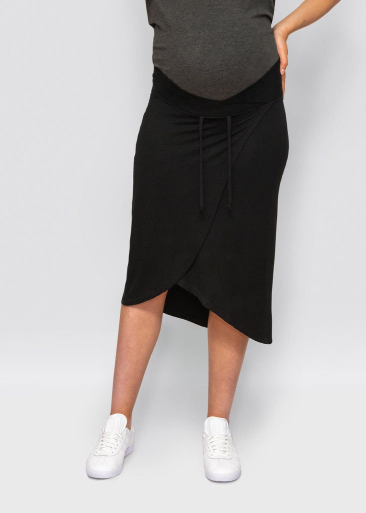 wrap skirt - black - úton: maternity and postpartum essentials